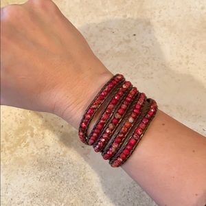 Chan Luu wrap bracelet with red beads